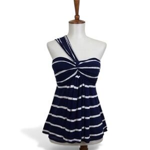 Tracy Reese Plenty‎ 100% Linen Striped One Strap Top
